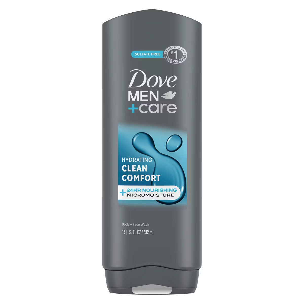 Dove Men+Care Clean Comfort Hydrating Body & Face Wash - Sulfate Free - 18 fl oz: Hypoallergenic, Aluminum-Free, Paraben-Free