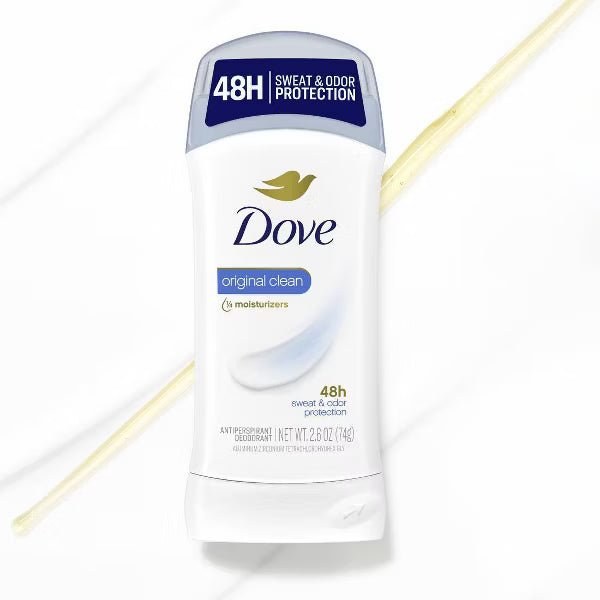 Dove Original Clean All Day Underarm Sweat & Odor Protection Antiperspirant Deodorant, 2.6 oz