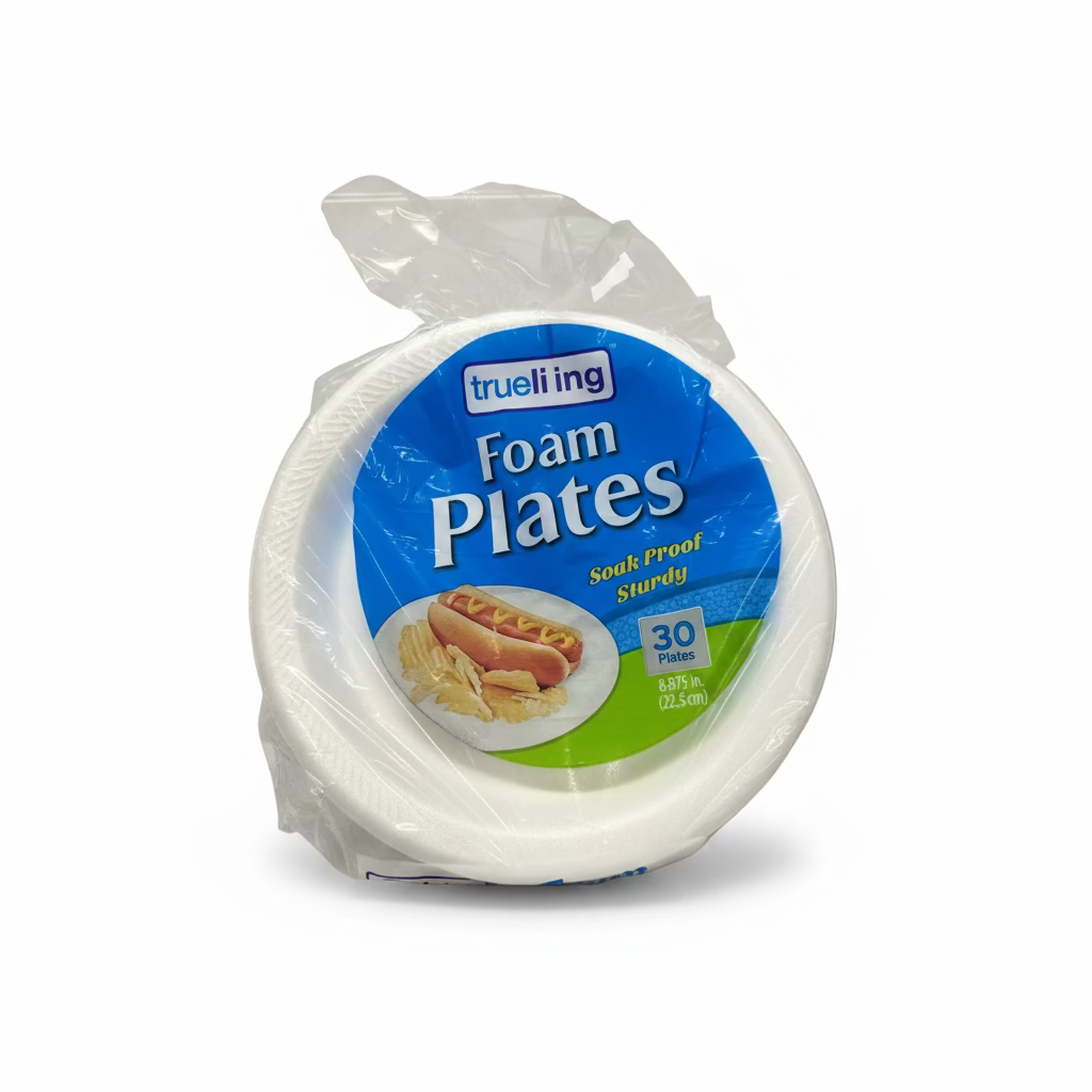 True living soak through and sturdy 9”Foam Plates 30ct