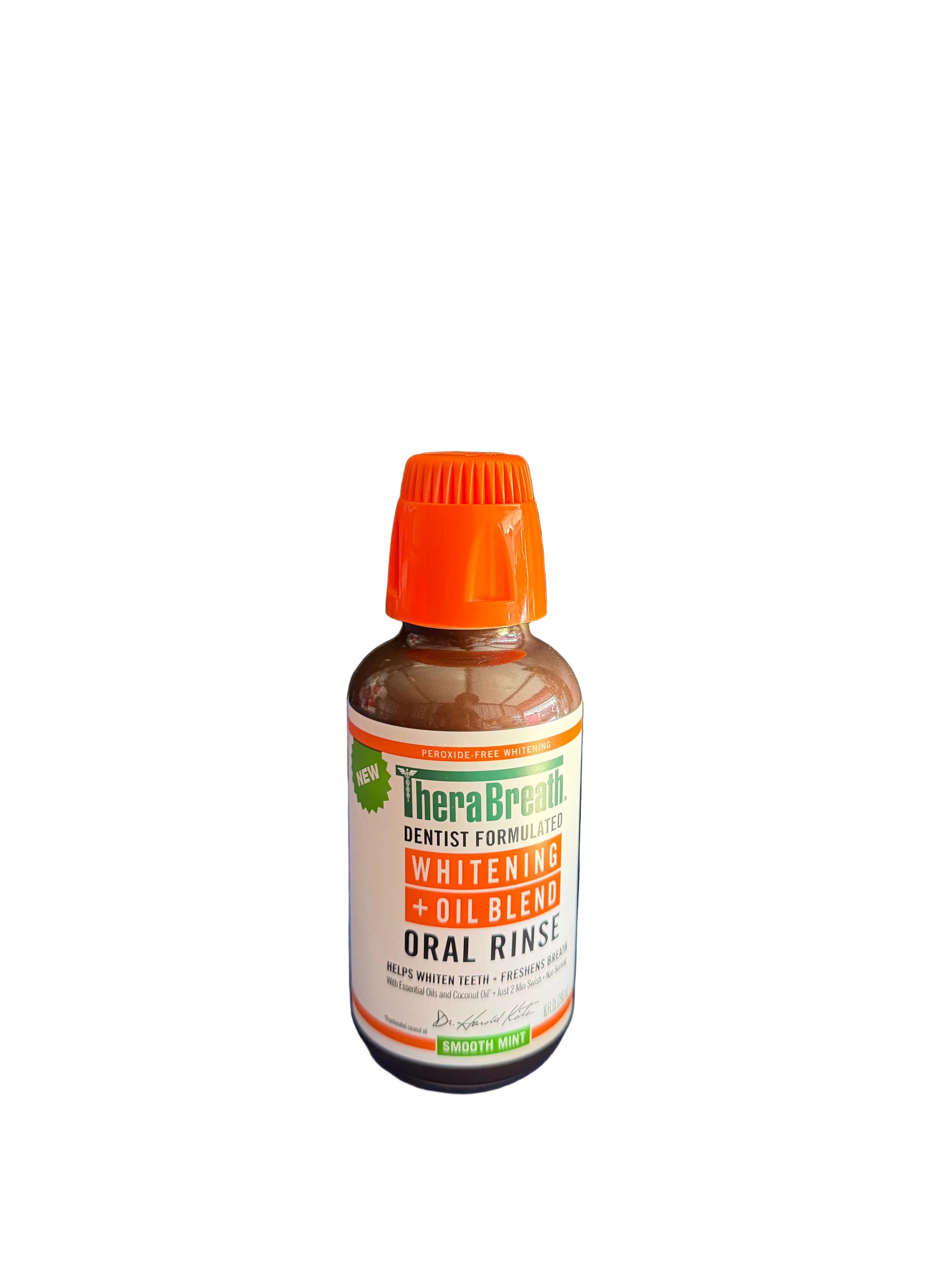 TheraBreath Whitening + Oil Blend Oral Rinse, Alcohol-Free Mouthwash, Smooth Mint, 10 Fl Oz