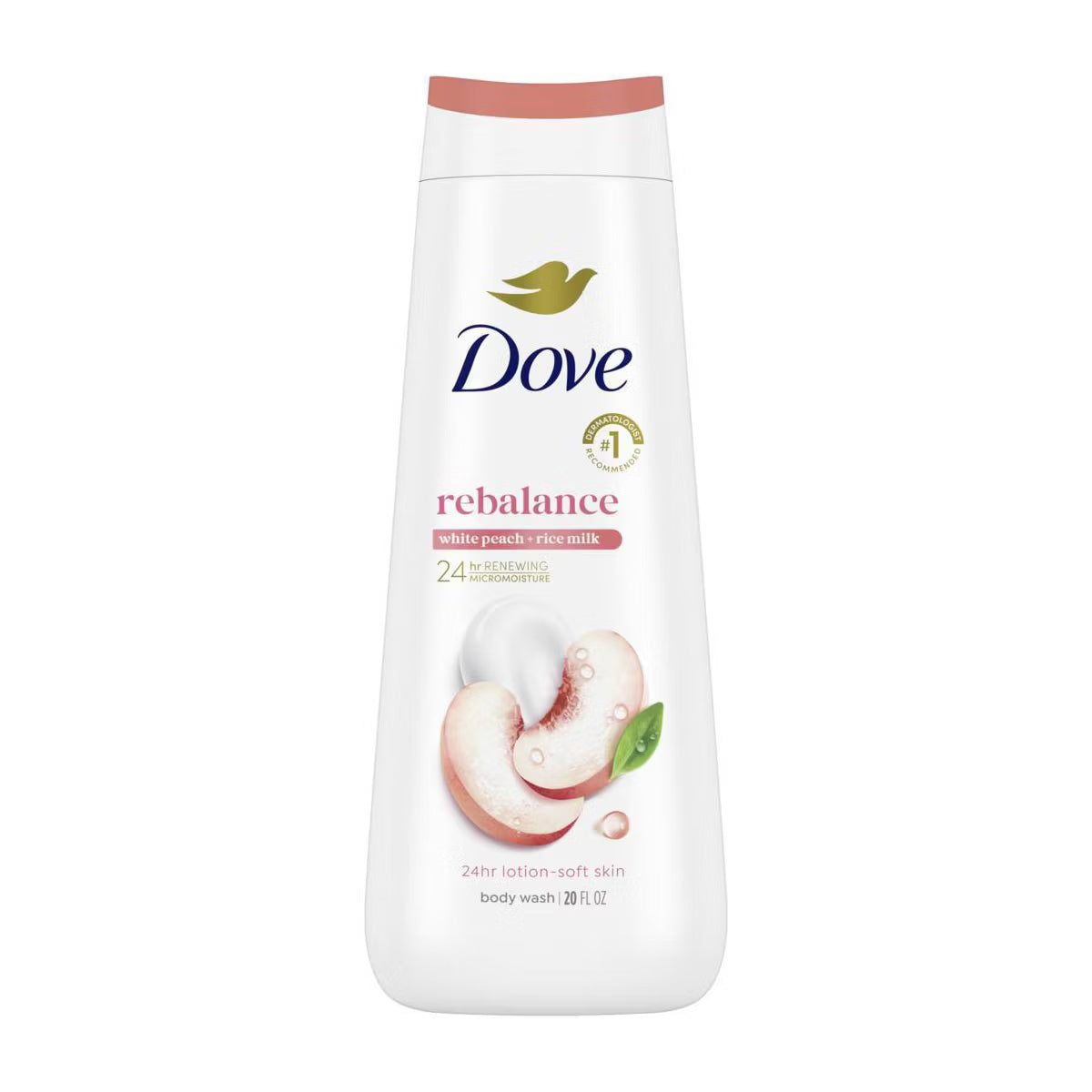 Dove Rebalance Body Wash - Peach 24hr Lotion-Soft Skin - Vegan & PETA Approved - 20 fl oz