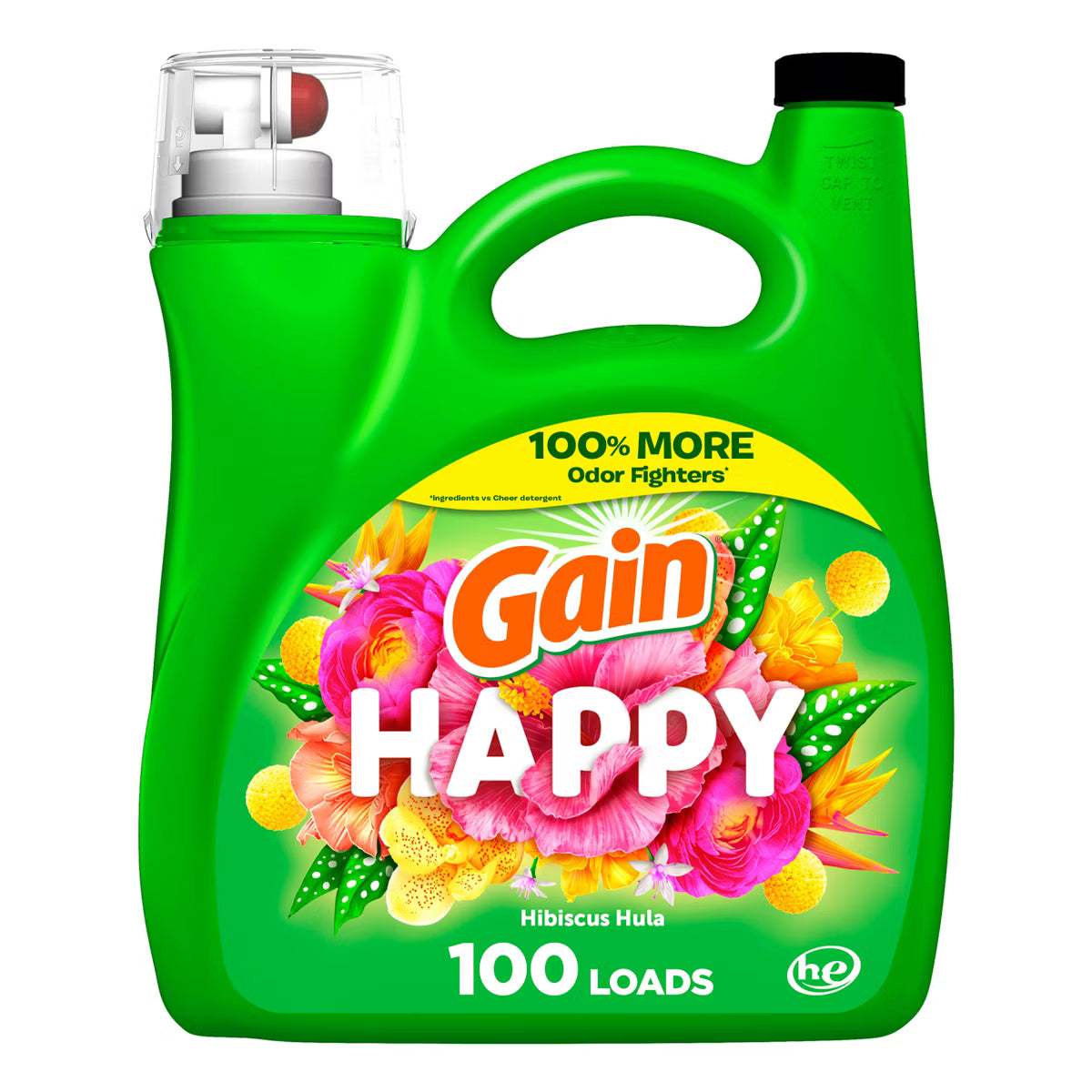 Gain Original HE Concentrated Liquid Laundry Detergent 100 Loads - 144 fl oz: Spill-Resistant Lid, Paraben-Free, Bleach-Free, Odor Control